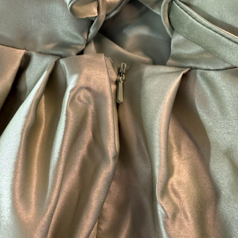 ๐Sage Green Lace Up Cocktail - Bridesmaid - Homecoming Dress w/ Wide Straps - Picture 14 of 16